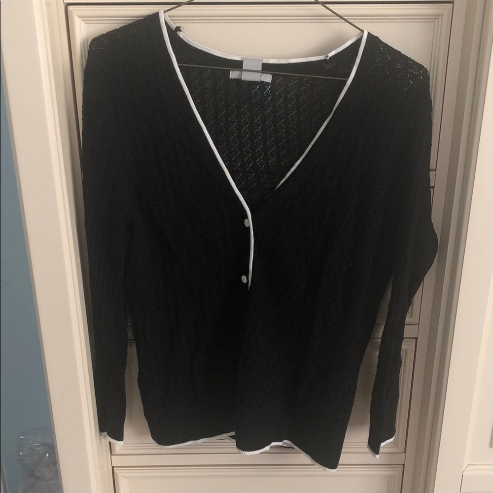 H&M Black Knit cardigan with white trim size M